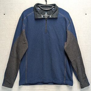 Kuhl Sweater Men's XL Blue/Gray Pullover Quarter Zip Mock Neck Outdoor